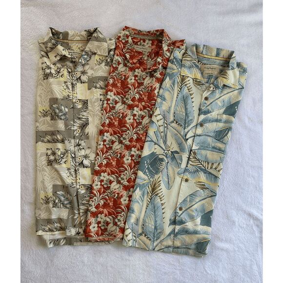 Tommy Bahama Other - Tommy Bahama 100% Silk Hawaiian Camp Shirts Lot of Three, Red/Blue, Size L, EUC
